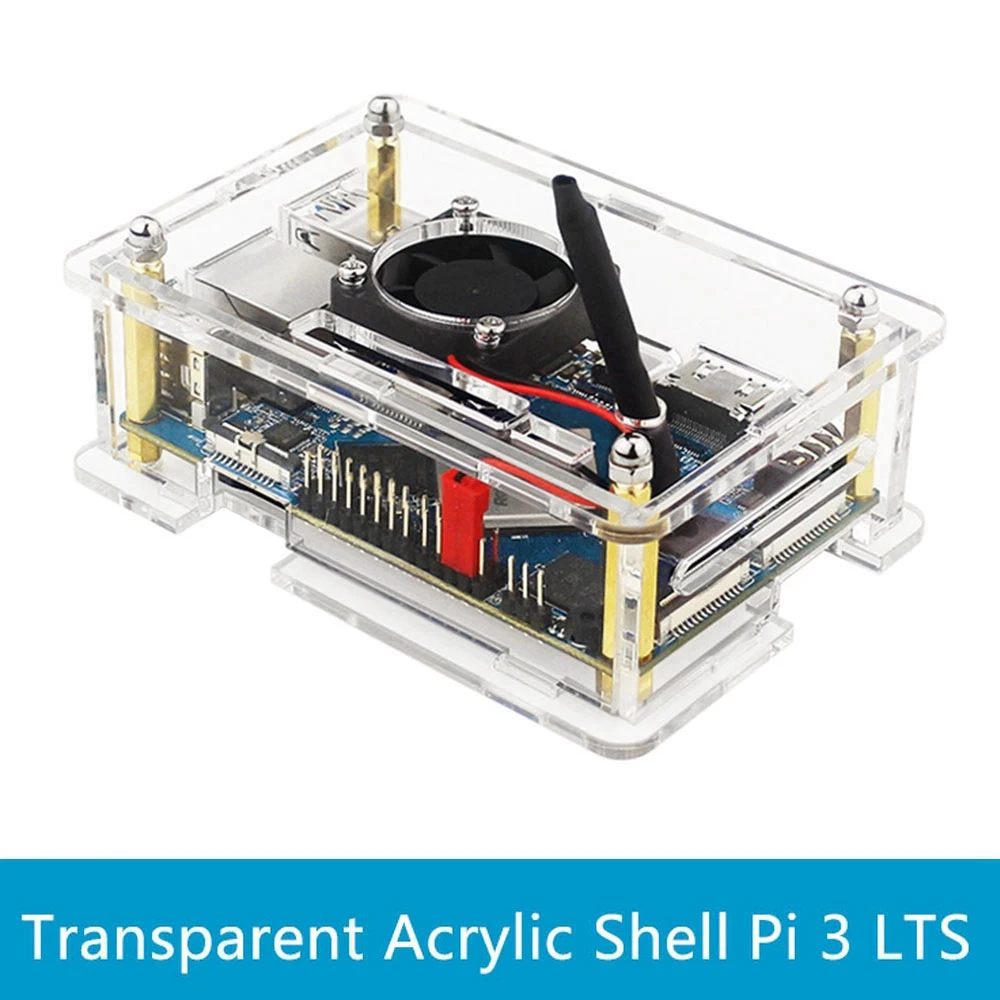 For Orange Pi 3 LTS Case Transparent Acrylic Shell Box Protect Enclosure with Cooling Fan for Orange Pi 3 LTS