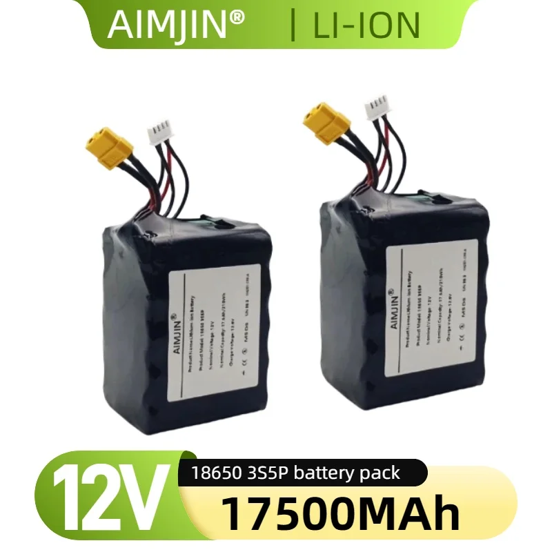 

UAV Rechargeable Li-ion Battery 3S5P 12V 17.5Ah High Capacity ,with Connector XH2.54+XT60 Various RC Airplane Drone Quadrotor