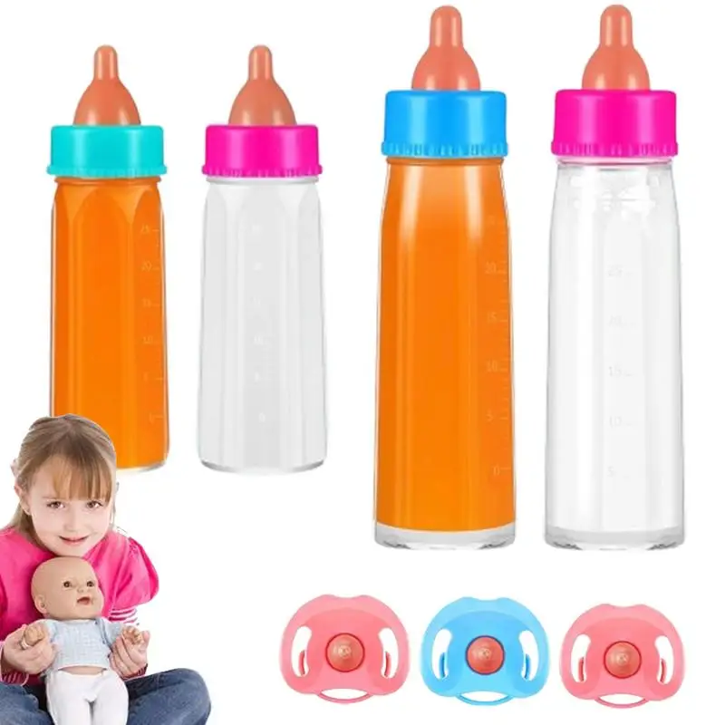 Criança garrafa de brinquedo da criança desaparecendo garrafa de leite conjunto seguro fingir jogar conjunto de brinquedos de alimentação colorido engraçado criança boneca