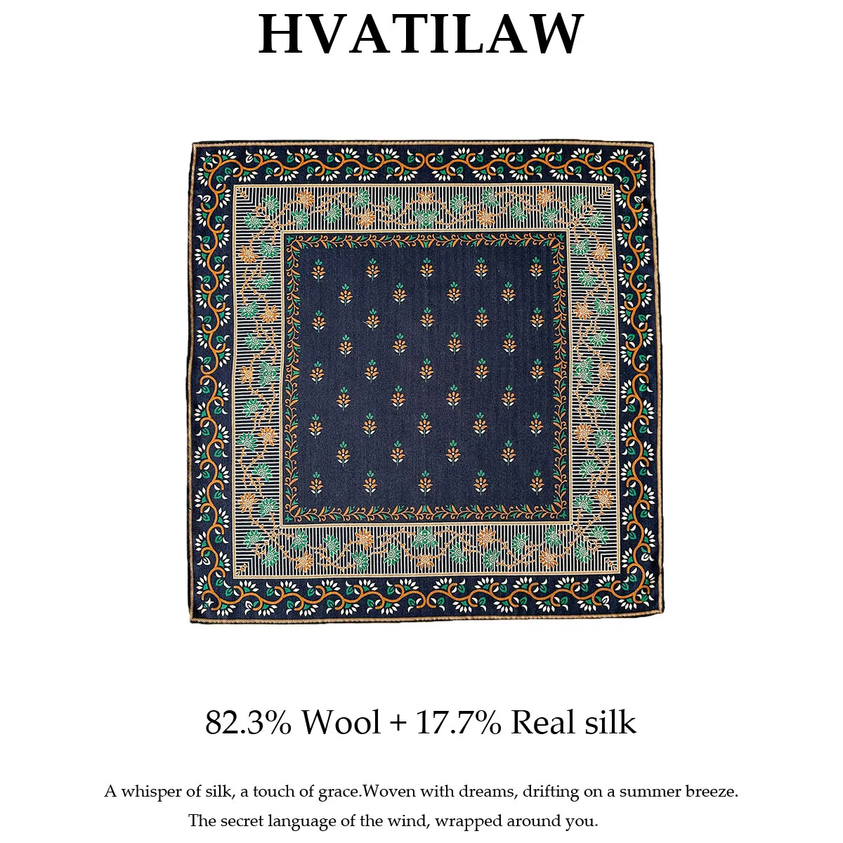 

Шелковый шарф-платок из 100% шерсти, женский, для волос, офисный, с принтом, роскошный, весенний, 62 см