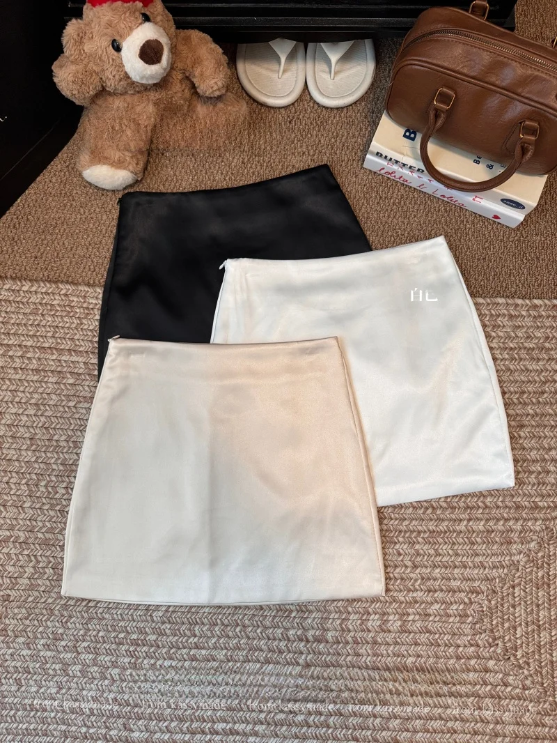 Elegant Satin Half-length Skirt Women's High-waist Slimming A-line Short Skirt Summer Anti-exposure Pants Skirt Versatile