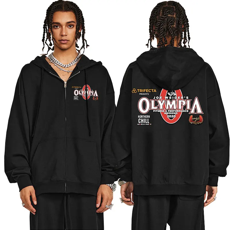 Olympia Gym Fitness Pump Cover Zipper Hoodie Men Women Clothes Casual Fashion Zip Up Jacket Men's Losoe Oversized Zip Up Hoodies