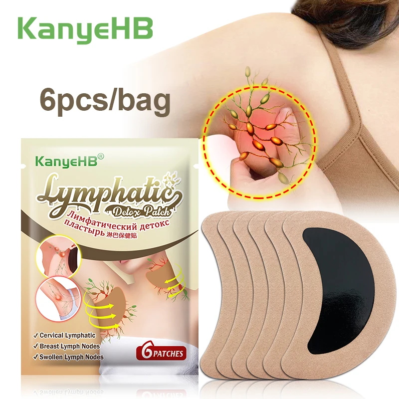 6pcs=1bag Lymphatic Detoxification Plaster Lymph Nodes Swelling And Pain Natural Plant Extract Formula Anti Swelling Detox W017