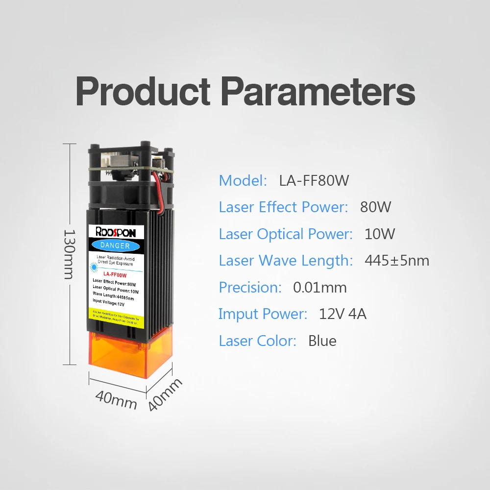 Raddspon Laser Module 80W 40W 450nm Blue Laser Head TTL Module For CNC Laser Cutting Machine 12V 3 Pin DIY Laser Engraver Tools