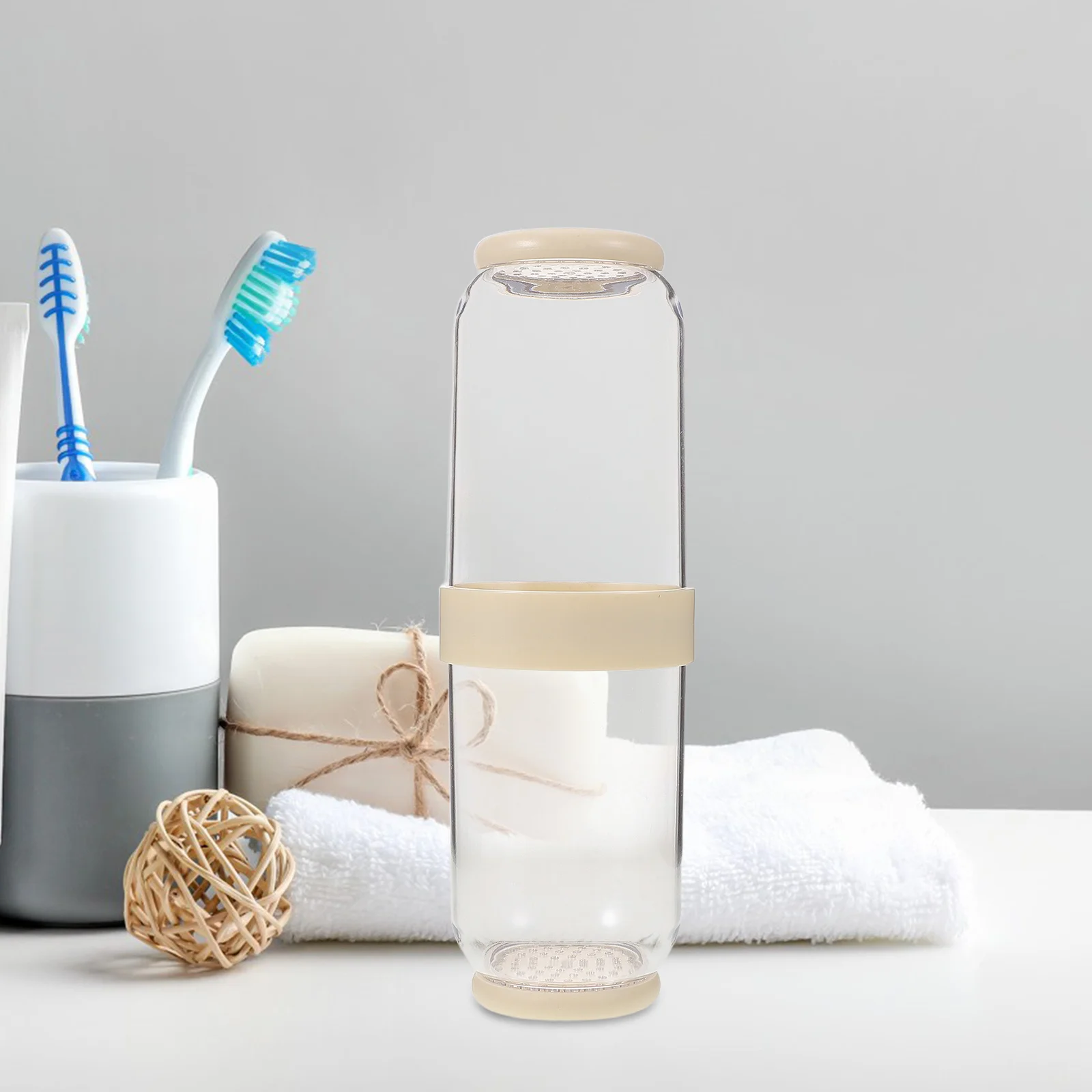 

2pcs Portable Travel Wash Cup 8.6X3.1" Clear Toothbrush Case For Trip Business Camping School Reusable Mouthwash Container