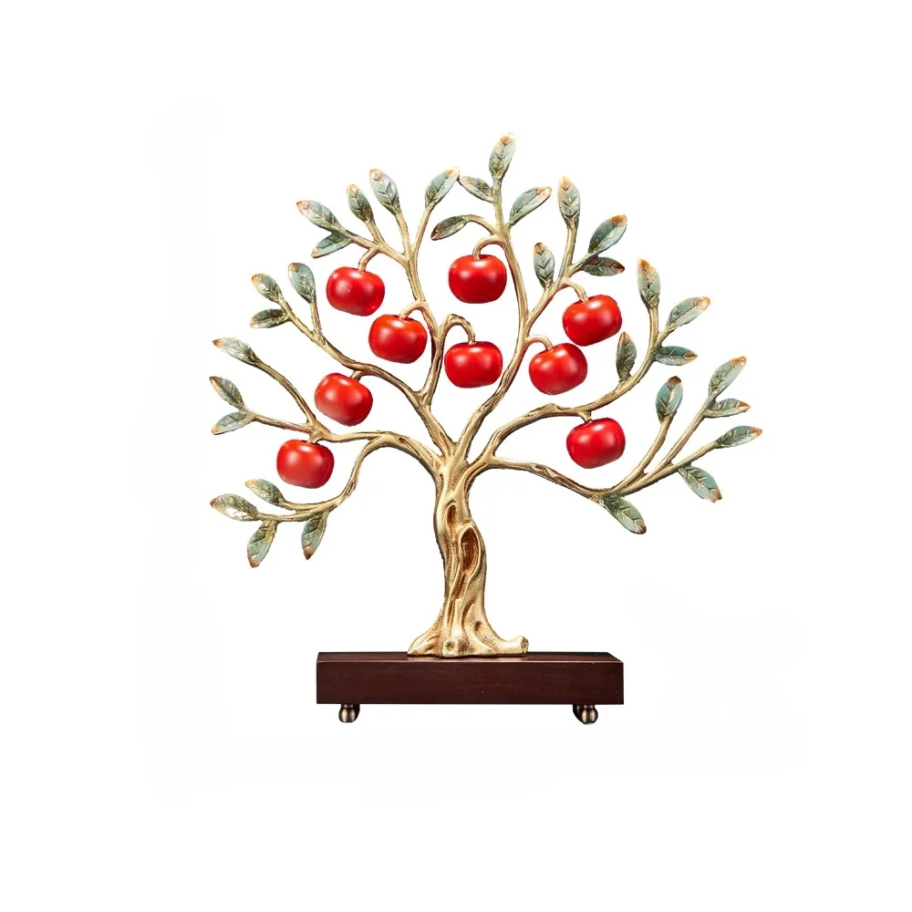 Four Seasons Flat Safety Copper Apple Fortune Tree Entrance Decoration Ornaments Moving Gifts Housewarming New Home Gifts