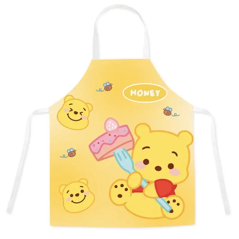 Disney Pooh Bear Cute Home Cartoon Print Baking Shop Anti-oil Stain Thin Sleeveless Halter Apron Kitchen Special Work Clothes