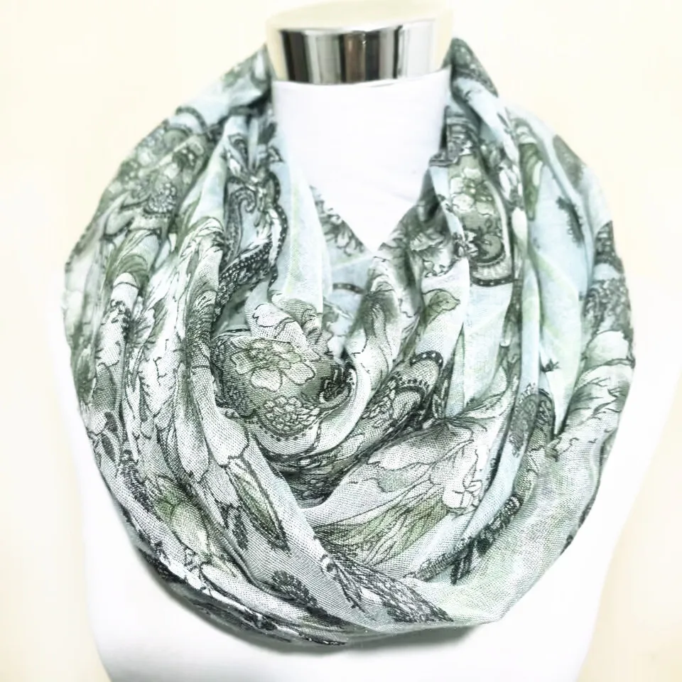 خفيفة الوزن الكاجو نمط حلقة وشاح للنساء ، دائرة سنود ، إنفينيتي شال ، فولارد ، الحجاب والأوشحة ، موضة جديدة