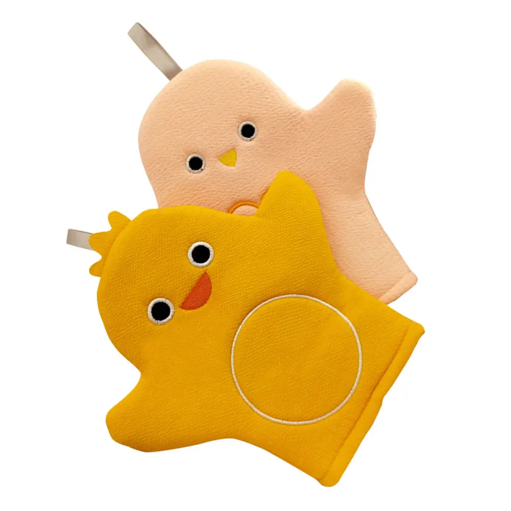 2 قطعة قفازات حمام الحيوان الكرتون مرنة المضادة للانزلاق قابلة لإعادة الاستخدام ألياف النباتات الناعمة للحمام قفازات حمام ماصة للتنظيف القوي