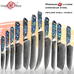 11 PCS Chef Knife Set Japanese Damascus Steel Santoku Utility Cleaver Bread Paring Slicing Professional Kitchen Knives Cutlery