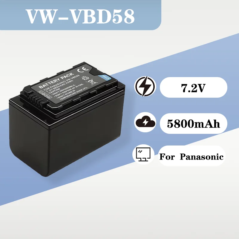 

7.2V 5800mAh Replacement Battery VW VBD58 Compatible With Panasonic Digital Camera Battery