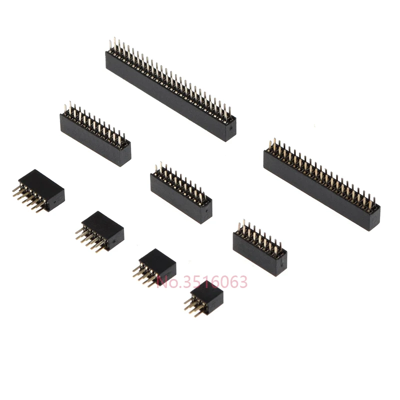 10PCS 2*2/3/4/5/6/7/8/10/12/16/20/40 Pin Double row Straight Pin Female Header 1.27MM Pitch Strip Connector Socket 8/10/16/20/40