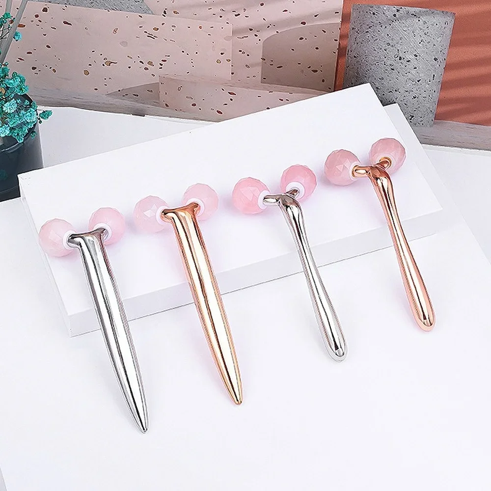 3D Face Lift Massager 24k Gold Face Lift Bar Jade Roller Facial Massage Guasha Board Natural Rose Quartz Beauty Skin Tools