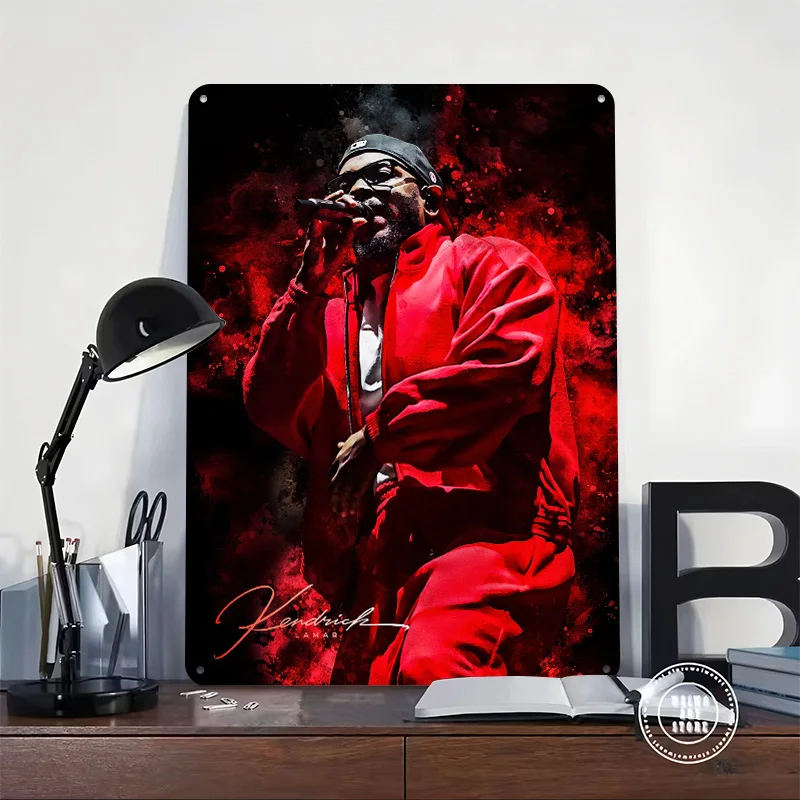 Kendrick Lamar Portrait 3D Texture Printed Poster Custom Vintage Metal Tin Plate Sign for Wall Art Modern Home Decoration Room