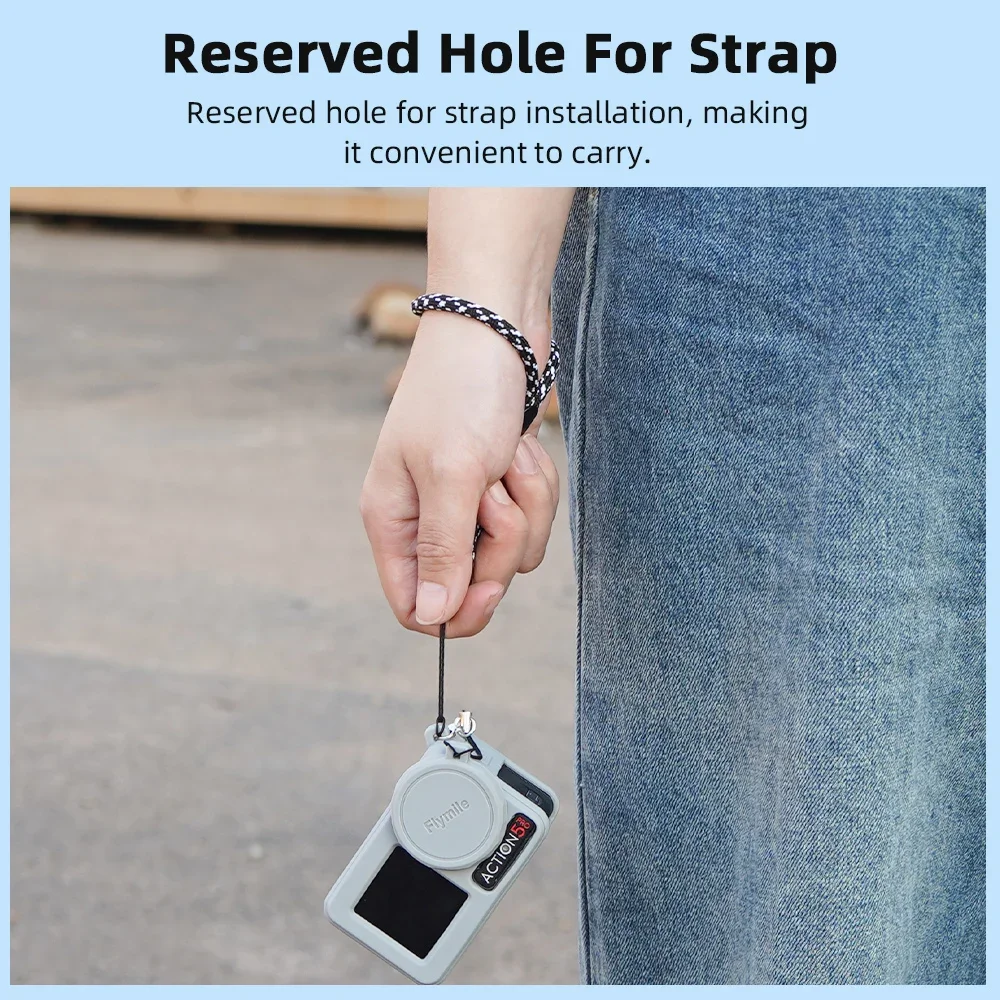 Casing Silikon Flymile untuk DJI Osmo Action 3 4 5 Pro Casing Silikon Kamera Aksi dengan Penutup Tutup Lensa Aksesori Aksi 5 Pro