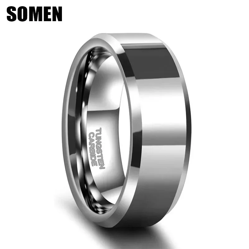 Somen 6mm 8mm cor prata anel de carboneto de tungstênio masculino e feminino anel de casamento fosco cor de aço altamente polido ajuste confortável