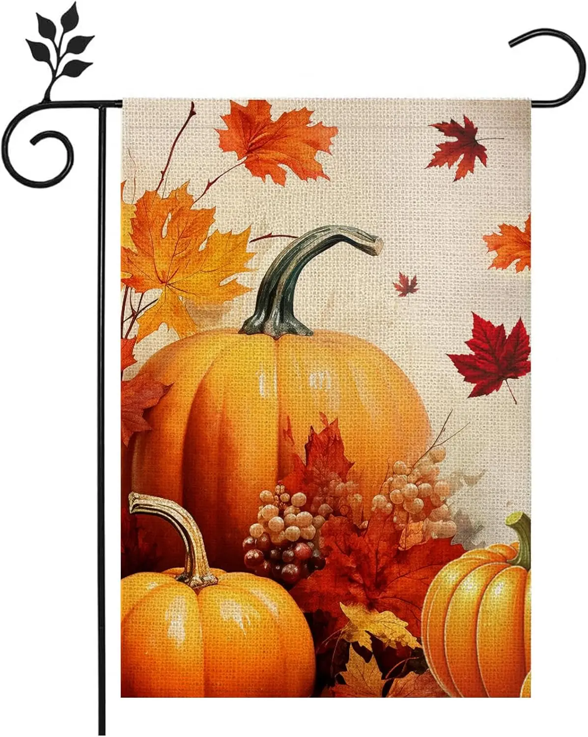Fall Pumpkin Garden Flag Double Sided 12x18 Inch Maple Leaf Thanksgiving Rustic Seasonal Outside Outdoor Decoration Fall Pum PPZ