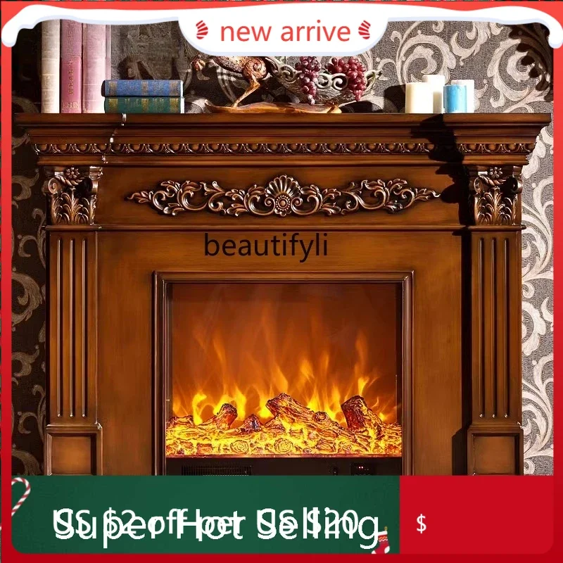 S132 European fireplace rack decorative cabinet American pastoral solid wood fireplace heating core