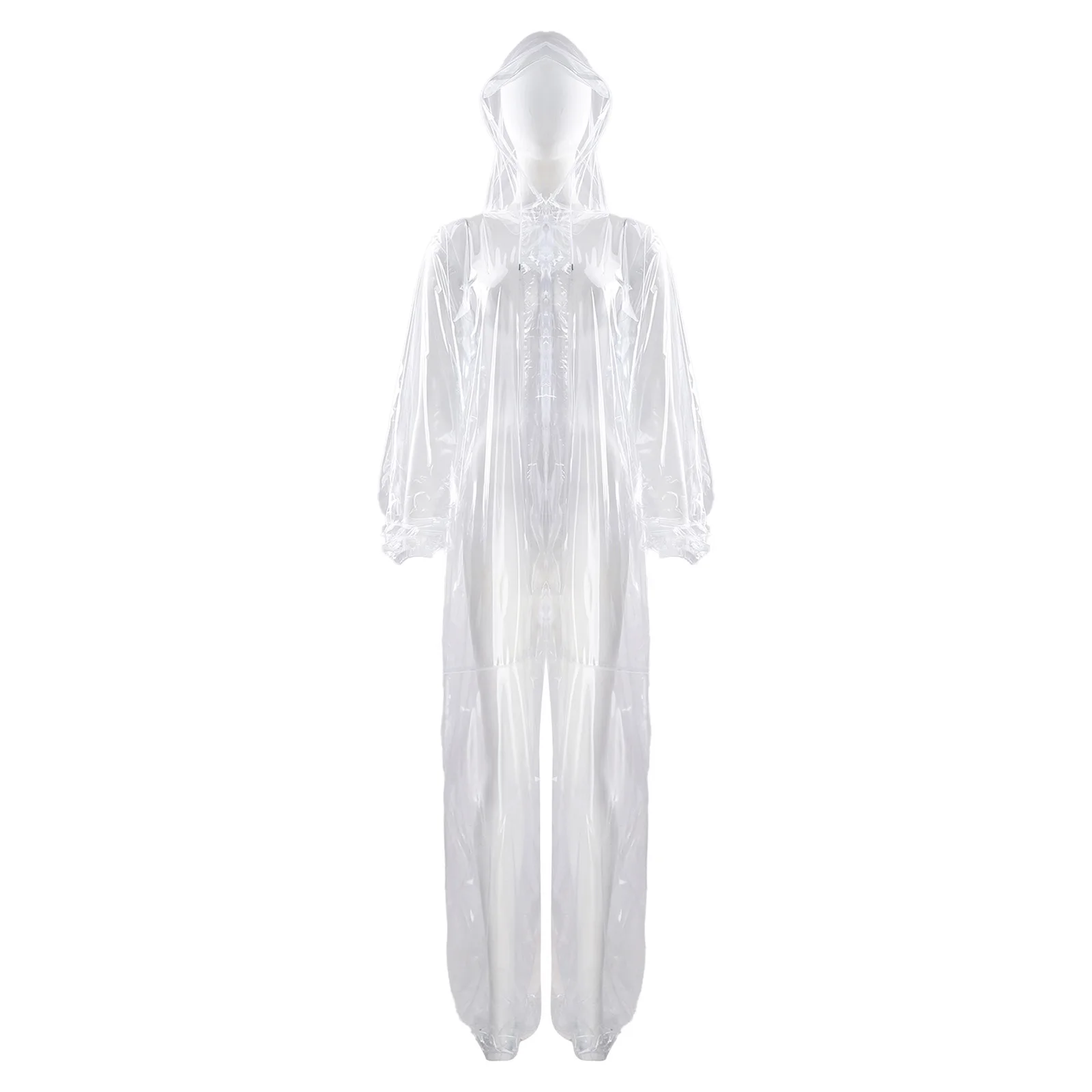 Adults Transparent Full-body Hooded Raincoat Portable Convenient One-piece Waterproof Raincoat Jumpsuit for Outdoor Workwear