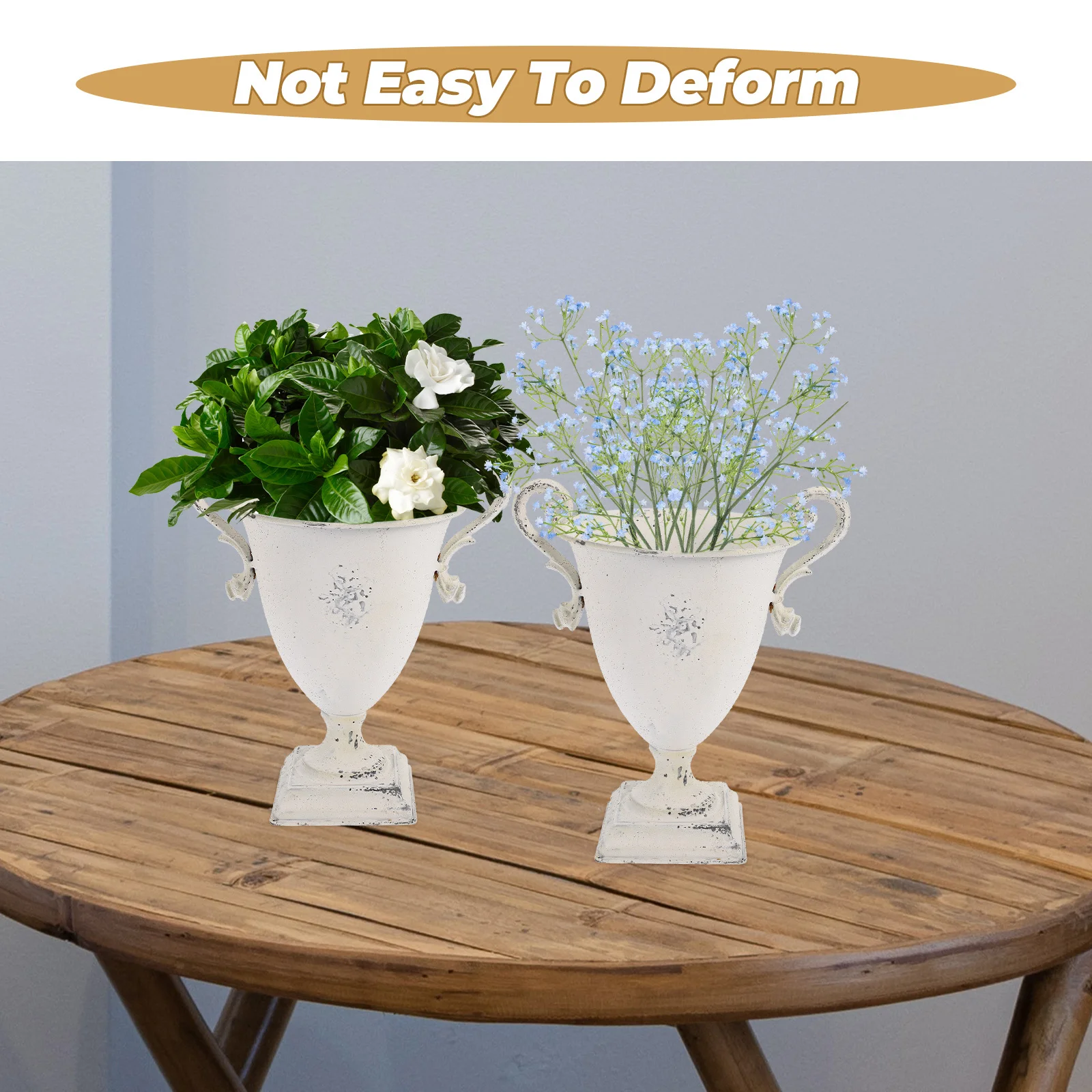 

Retro Iron Vase Vintage Style Decorative Planter Home Office Hotel Decor Dried Artificial Flowers Display Rustic