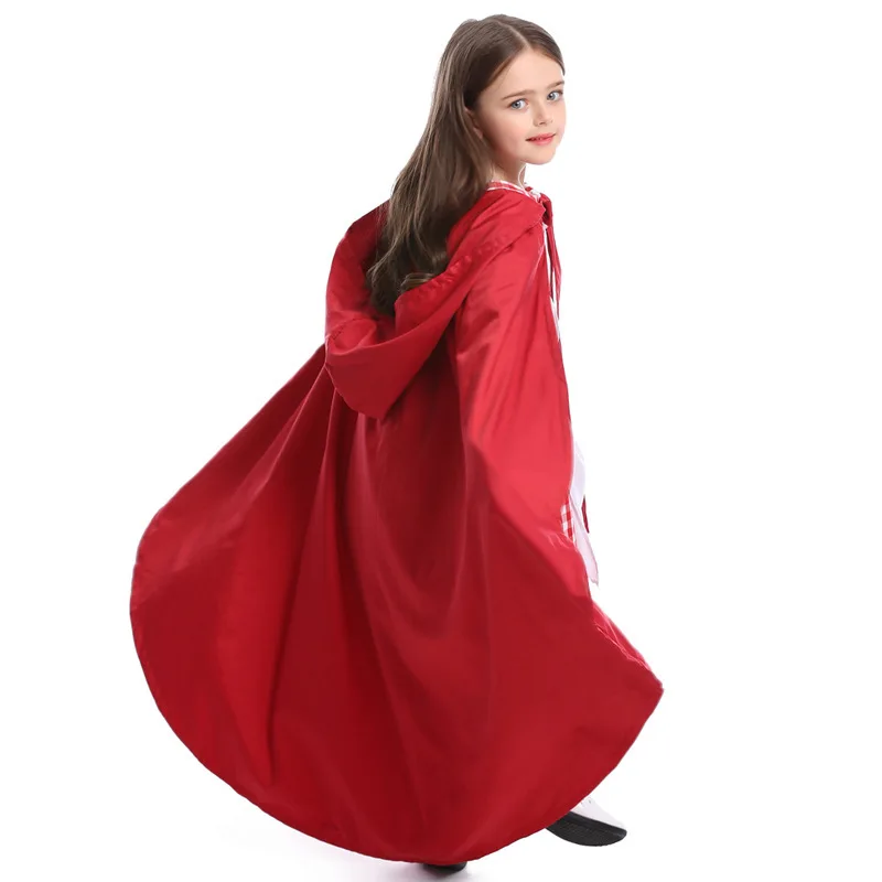 GC10035  Red Riding Hood Costume for Girls Little Red Riding Hood Dress & Red Cloak With Hood Halloween Costume for Girls