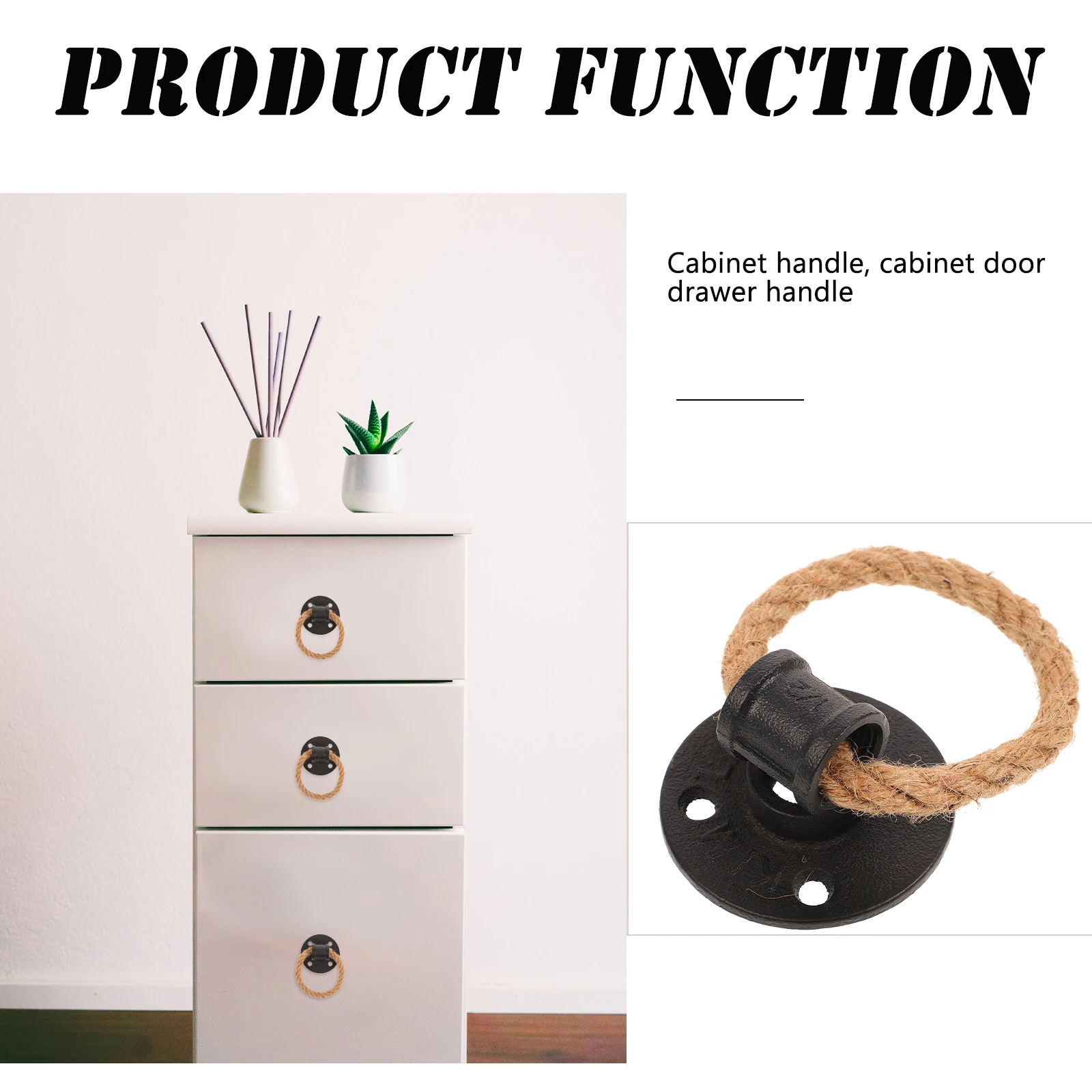 

2 Pcs Retro Hemp Rope Puller Drawer Pulls Knob Handle Vintage Ring Door Handles Iron Child Cabinet