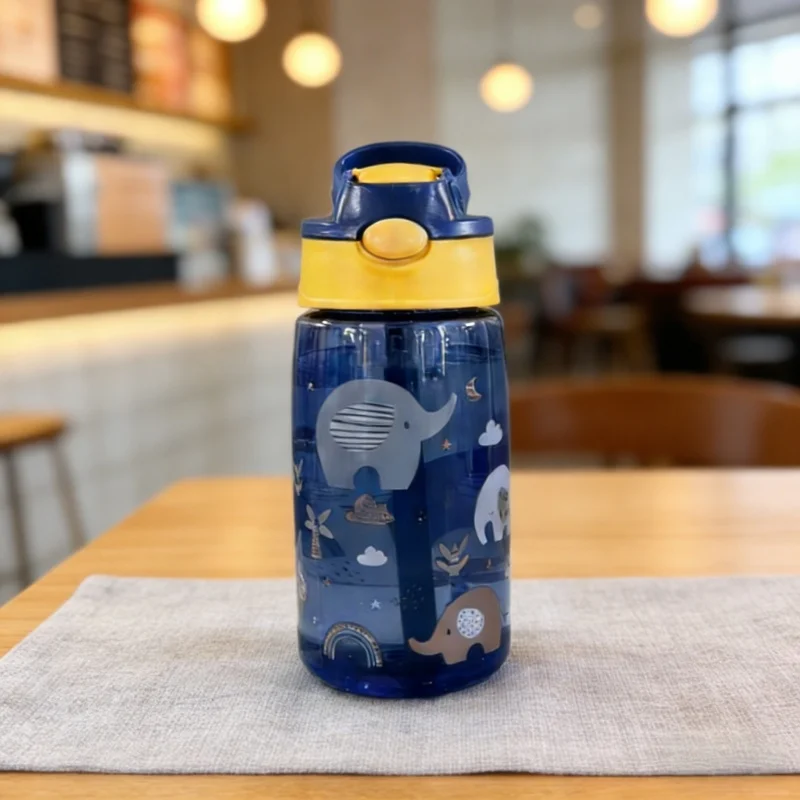 Kids Water Sippy Cup Kids 480ml Water Bottle with Straw and Handle Portable Drinking Bottle Cup Children