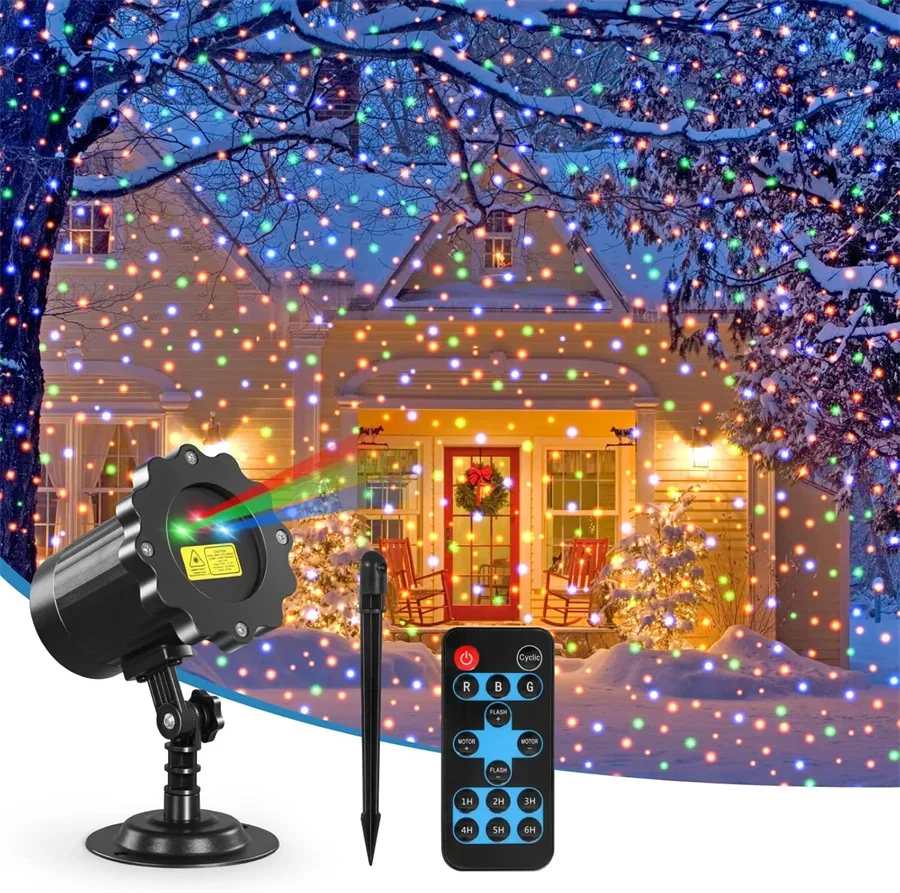 Red Green Blue Christmas Laser Projector Lights Outdoor 3 Color RGB Laser Light Projector with Remote for Garden Tree Wall Decor