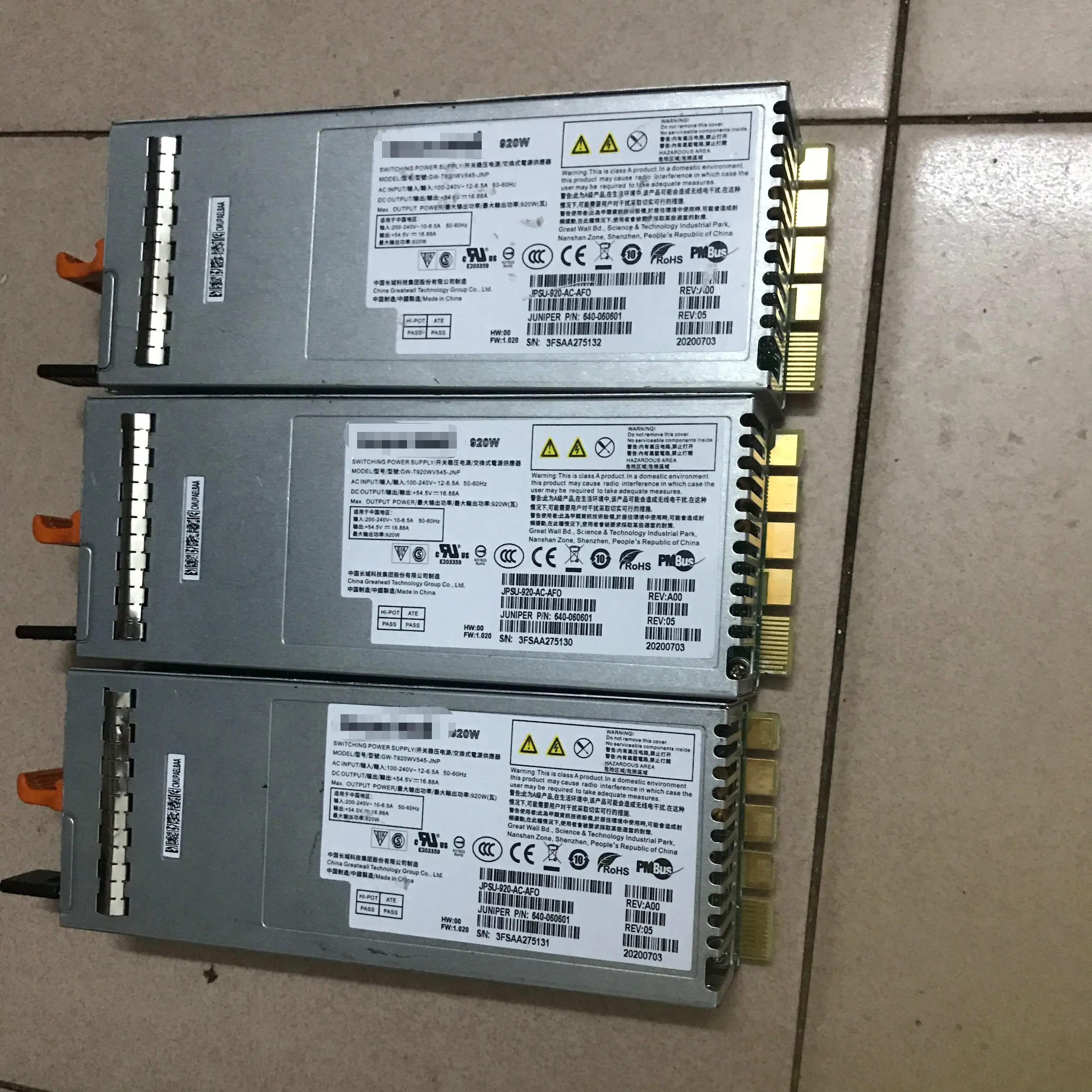 GW-T920WV545-JNP  DPS-920AB A for Juniper EX3400-48P Gigabit Ethernet Switch Power Supply Module  JPSU-920-AC-AFO  640-060601