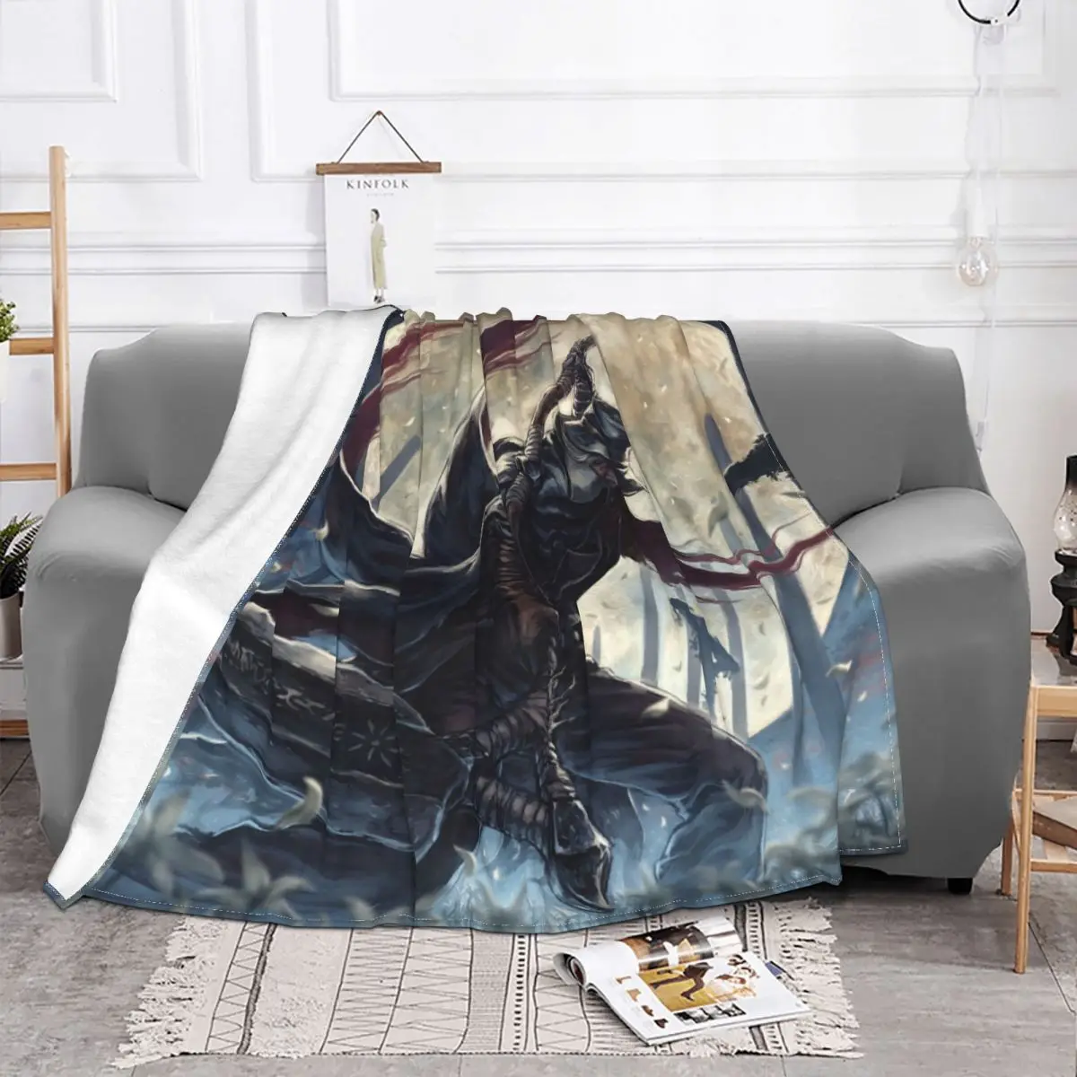 Bloodborne Blankets Fleece Textile Decor The Old Hunters Sickle Action Lightweight Throw Blanket for Bedding Couch Quilt