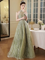 Green Celebrity Dresses Off The Shoulder Sparkly Beading Sequined Pearl Prom A-Line Long Formal Luxury Evening Gowns New