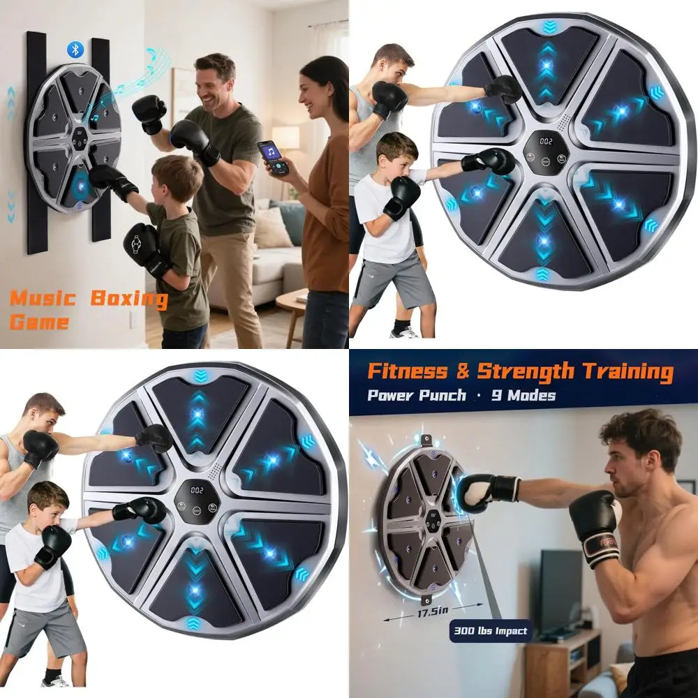 

NIBBaNACAL Music Boxing Machine, Smart Boxing Game, 17.5" Large Size, 9 Modes & Speeds, Wall Mounted Punching Machine with Glove
