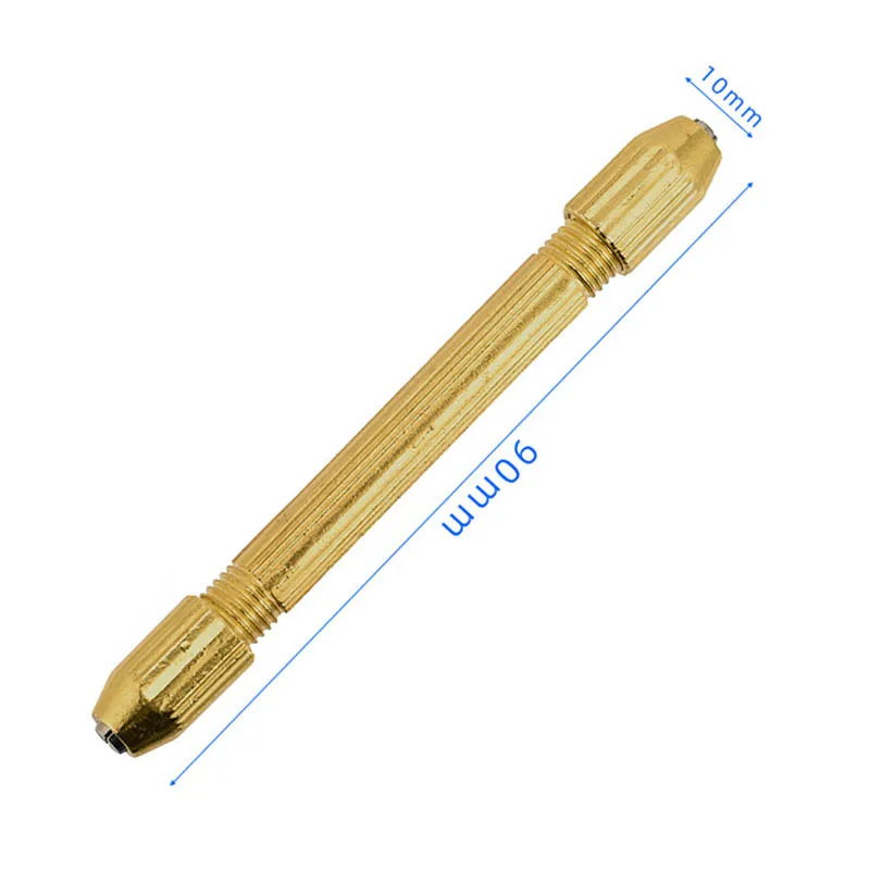 1/2Pcs Double‑sided Pin Vise Portable Copper Drill Bit Clamp Hand Drill Jewelry Watch Repairing Tools Manual DIY Sculpture Tool