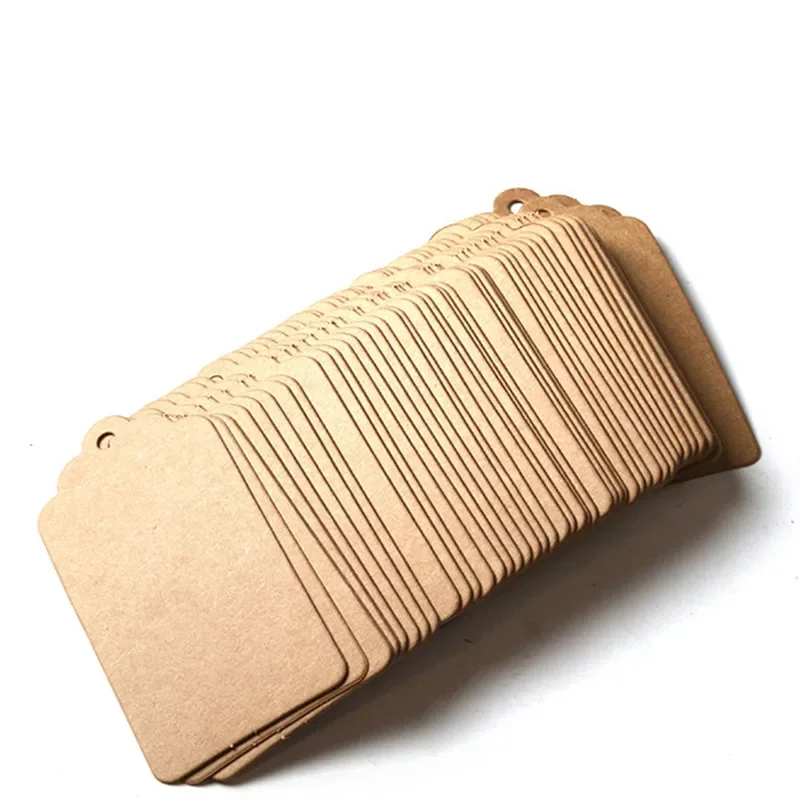 Fashion NEW Packaging Label 100pcs Brown Kraft /black/white Paper Tags DIY scallop Label Wedding Gift Decorating Tag