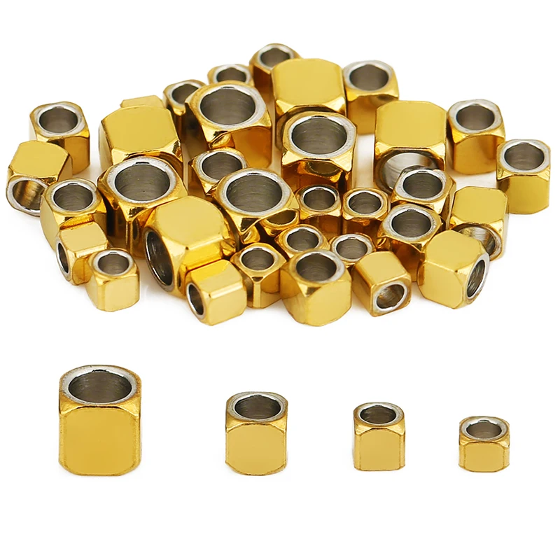 50pcs PVD Never Fade Stainless Steel Beads Bulk Lot 2 3 4 mm Big Large Hole Spacer Beads For Necklace Bracelet Jewelry Making