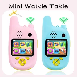 Cartoon Kids Walkie Takie Camera Girls Boys Toddler Toys Children Digital Action Camera Take A Picture of Oneself 2-calowy ekran