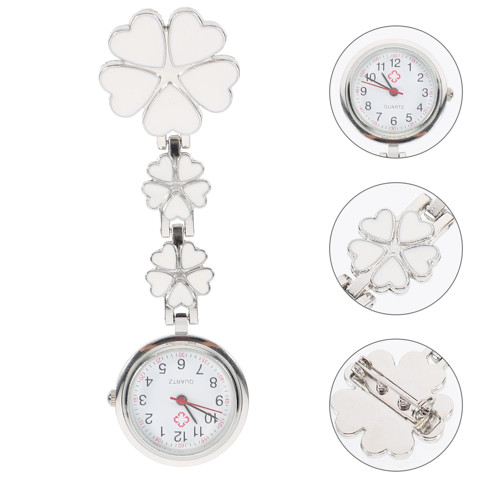

Nurse Watch White Zinc Alloy Mini Pocket Hanging Decorative Creative Gift Stylish Round Dial Durable Practical
