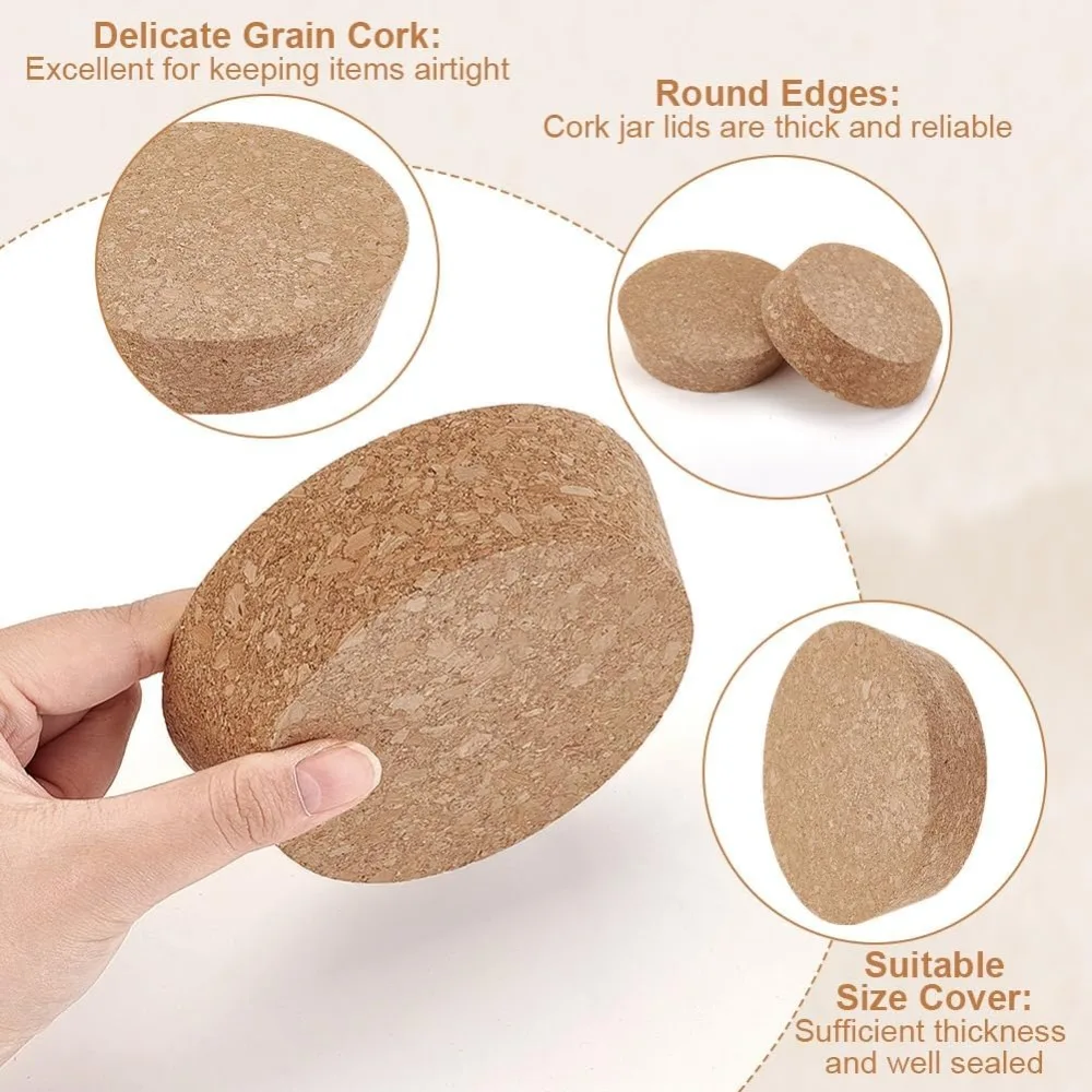 2Pcs Large Cork Lids for Jars 3.7-4.3 Inch Tapered Cork Plugs Cork Bottle Stoppers Wood Replacement Corks for Mason Jars Glass view 4