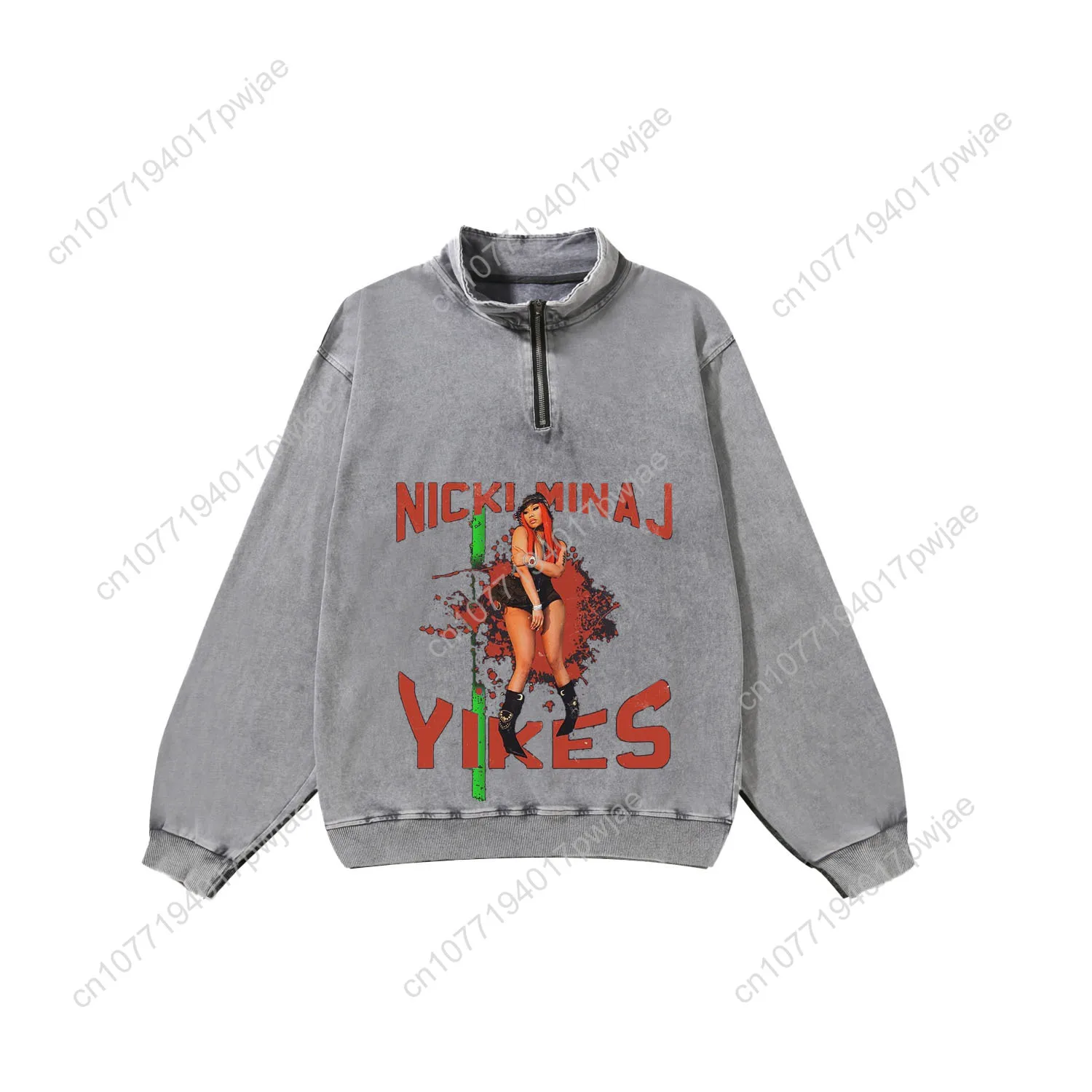Hot Rapper N-Nicki Minaj Custom Retro Sweatshirt Mans Womans Half Zipper Vintage Sweat Shirt Photo Custom Made Tops