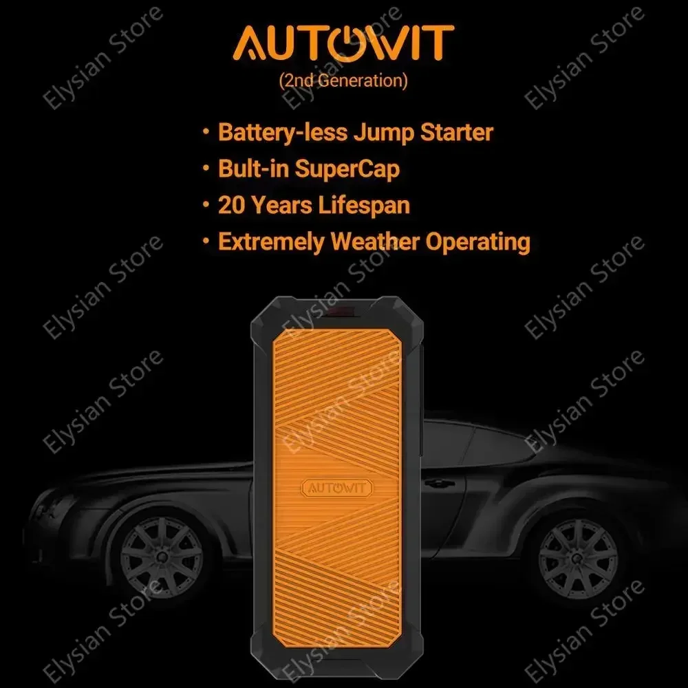 Car Jumpstarter 2, 12-Volt Battery-less Portable SuperCap (Up to 7.0L Gas, 4.0L Diese) Engine Starter Car Accessories