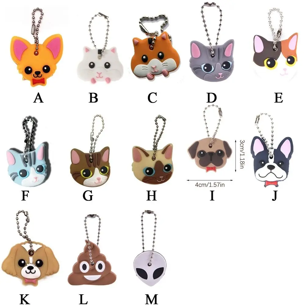 PVC Key Protective Case Lovely Cartoon Animals Shape Key Dust Cover Dog Key Pendant Coat Keys