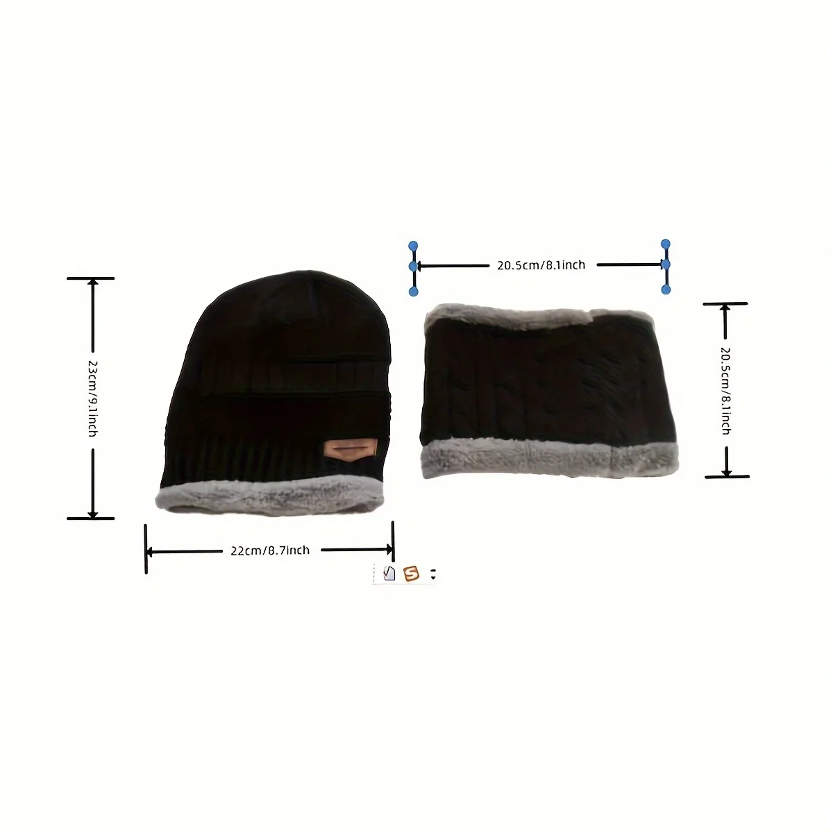 3-piece Glove Set, Scarf, Fleece Hat, Unisex Black Knitted Hat, Warm Winter Neck Protection, Elastic Gloves, Outdoor Accessories