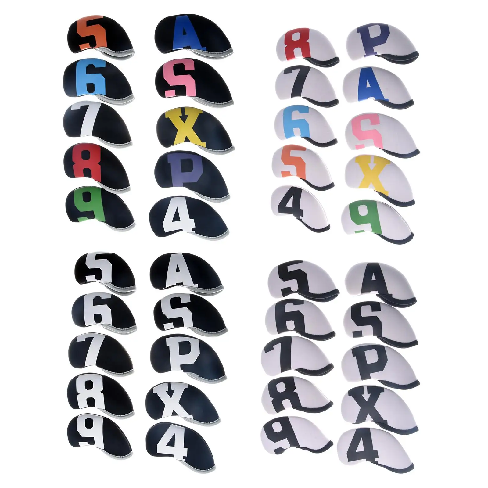 10 Pcs Neoprene Golf Irons Headwear Protective Case with Number Plates