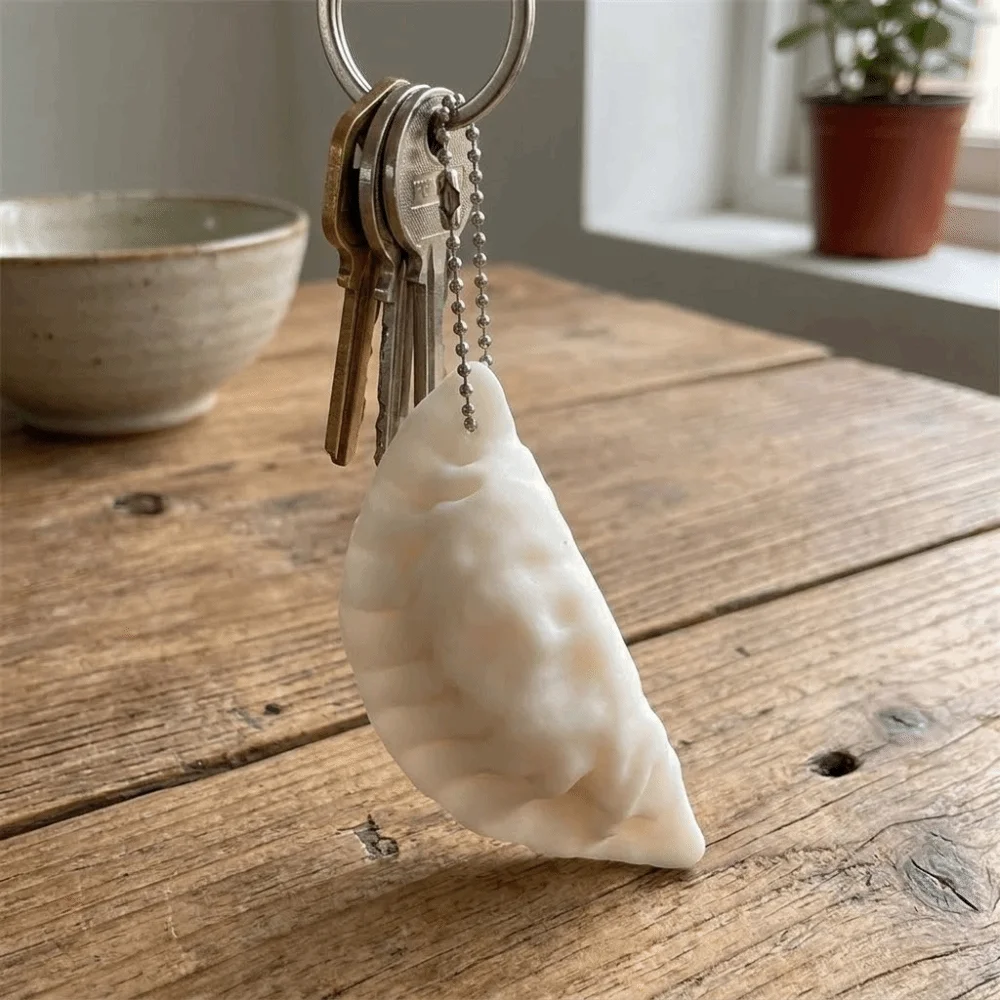 Novelty Funny Simulation Dumpling Keychain Lifelike Soft Pinch Dumpling Squeeze Realistic Mini Food Pendant Keyring Pendant