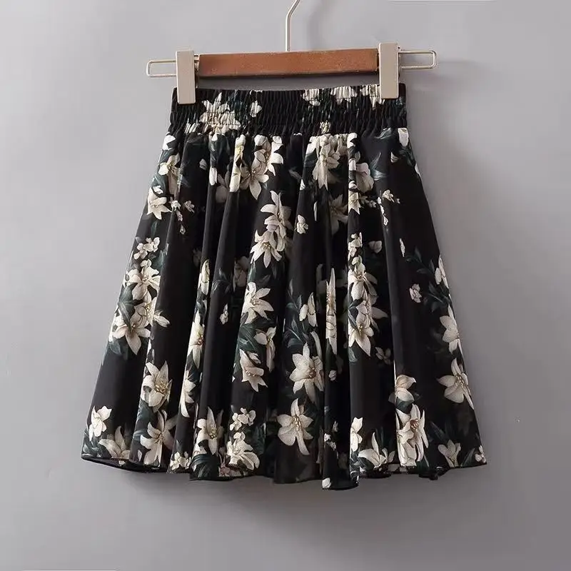 Floral Women's Chorts Skirt Short Chiffon Female Skirts Chic and Elegant Summer 2025 V Stylish Cheap Aesthetic Y2k Vintage Trend