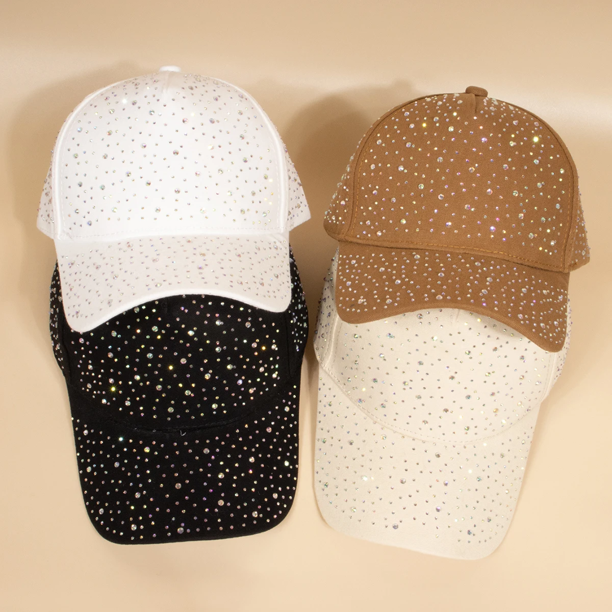 Unisex Pure Color Baseball Cap Starry Sky Rhinestone Decorated Four Seasons Universal Hat for Men And Women