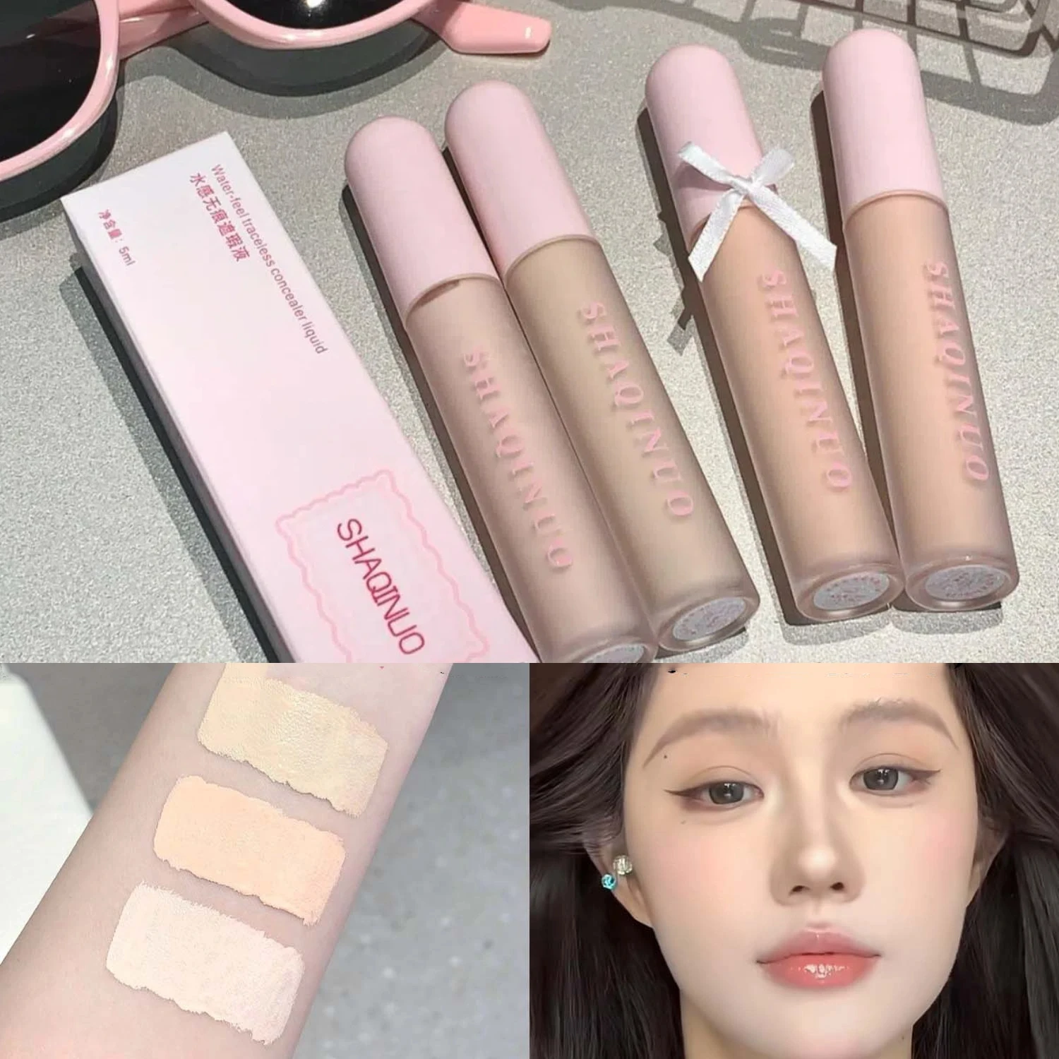 3 가지 색상 리퀴드 파운데이션 컨실러 크림 풀 커버 브라이트닝 페이셜 아이 리퀴드 컨실러 방수 오일 컨트롤 메이크업