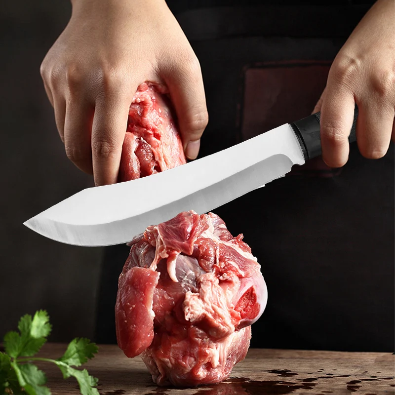 Stainless Steel Kitchen Chef Knife Meat Fish Fruit Vegetable Slicing Bone Chopping Professional Butcher Cleaver Knife with Cover