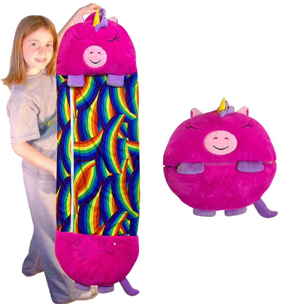 Sacco a pelo per bambini in cartone animato con cuscino per regalo di compleanno Sacco a pelo caldo e confortevole per bambini Sacco a pelo morbido per ragazzi e ragazze