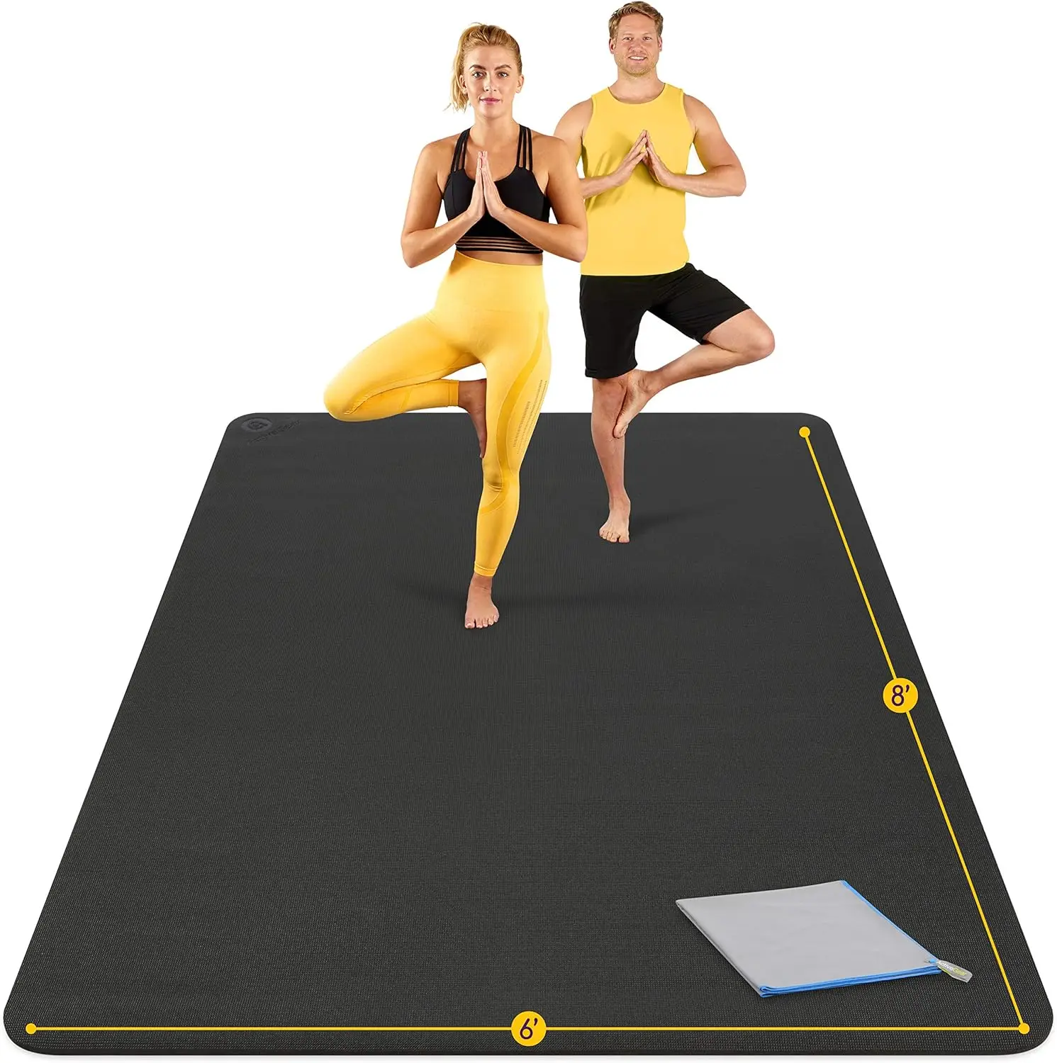 Mat 8'x6'x8mm Extra Thick, Durable, Eco-Friendly, Non-Slip & Odorless Barefoot Exercise and Premium Fitness Home Gym Flooring Ma